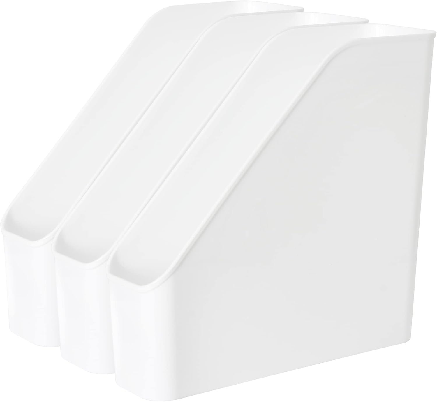 41-6lTb0MLL._AC_SL1500_.jpg 3 Pack File Folder Bin Storage, Plastic File Folder Bin Organizer with Handle (White) - Image 1