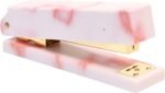 Marble Desk Stapler Pink Heavy Duty Desktop Stapler 26/6 Metal Office (Marble Pink)