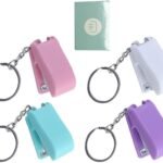 Heavy Duty Keychain 5 Pieces Mini Stapler, Tiny Office Stapler Small Keychain Staplers Hand Staplers Portable Desktop Stapler for Office Stapler DIY Tools