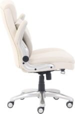 Ergonomic Desk Office Chair, Flip-up Armrests, Adjustable Height, Cream Leather - Image 2