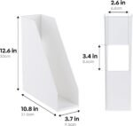 Open Front Magazine File Holder, Plastic Magazine Rack, Vertical File Organizers for Desk, Office Organization Essentials, 10.8" x 3.7" x 12.6" - 2 Pack, White - Image 2