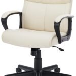 Mid-Back Office Chair, PU Leather Home Office Desk Chair with Armrests, Adjustable Height, Lumbar Support, Wheels