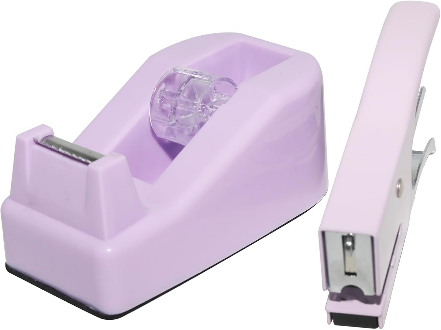 51fRNtquxmL._AC_SL1500_.jpg Desktop Cute Office Tape Dispenser & Stapler Set - Mini Stapling Tool for One Hand Operation,Purple - Image 1