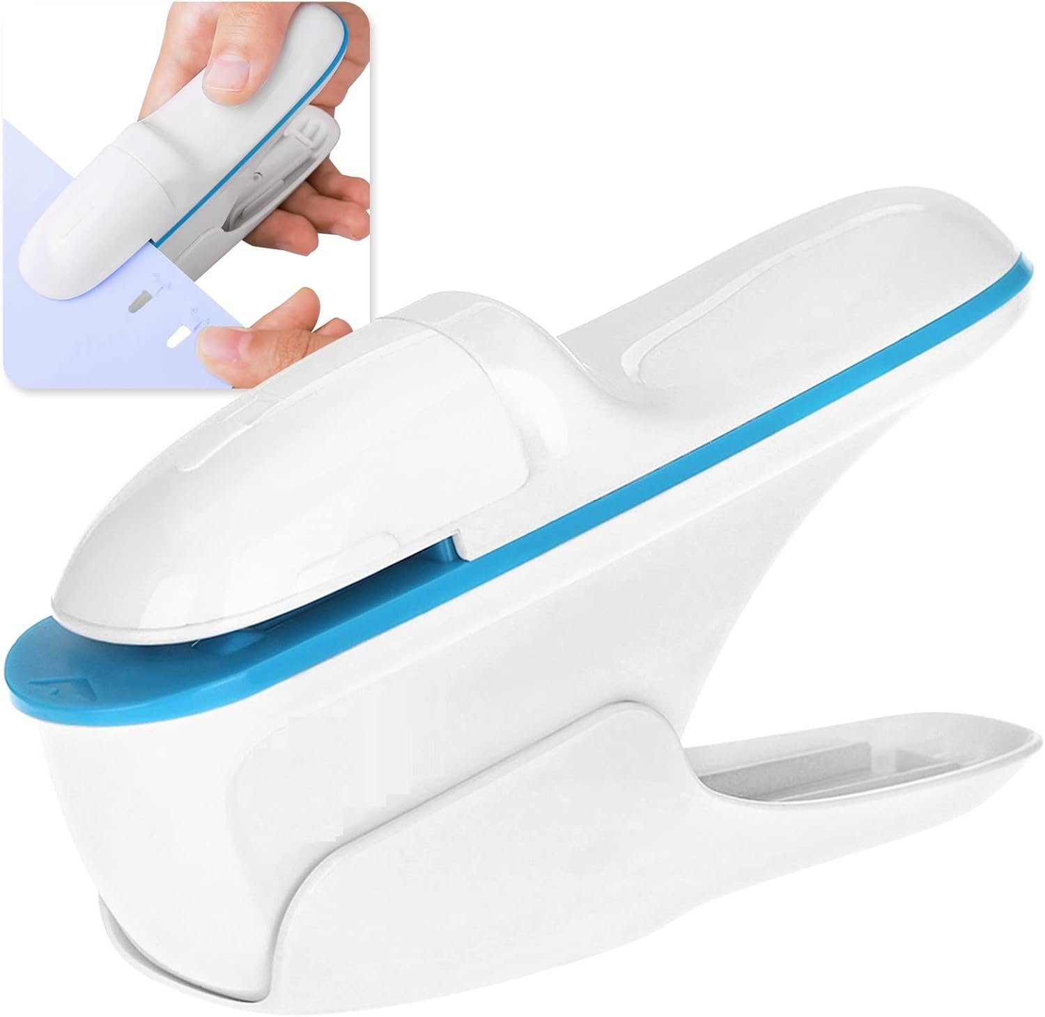 51fs045S6XL._AC_SL1500_.jpg Stapleless Stapler, Staplers for Desk,Mini Stapler,Office Supplies,Paper Clinch Compact Staple Free Staple,with Labor Saving Structure Design for Office School, Up to 8 Sheets Binding, Ivory White - Image 1