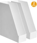 Rectangular Plastic Desk Organizer, Magazine Rack, White, 2-Pack - Image 2