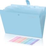 5-Pocket Expanding Folder/Accordion Organizer – Portable Document and Receipt Organizer (Letter Size, Light Blue)