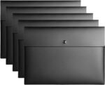 Pack Of 5 A4 Document Bags/Folders—Plastic Document Bags With Snap Closures (Black, A4/Letter Size)