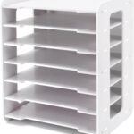 Paper Storage Organizer for Desk - 7 Tier Horizontal Paper Sorter Organizer, Paper  Tray, File Holder, File Folder Rack, White Desk File Organizer for Home Office
