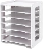 Paper Storage Organizer for Desk - 7 Tier Horizontal Paper Sorter Organizer, Paper  Tray, File Holder, File Folder Rack, White Desk File Organizer for Home Office