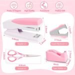 Pink Office Supplies  Pink  Accessories for Women  Cute  and  Disnser Set-  Remover  Clips    Scissor  Knife  Ruler    Gift for Coworkers  Stunts - Image 2