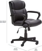 Office Computer Task Desk Chair with Padded Armrests, Mid-Back, Adjustable, 360 Swivel, Rolling, 275 Pound Capacity, BIFMA Certified, 24.2"D x 24"W x 34.8"H, Black Faux Leather - Image 2