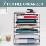 Paper Storage Organizer for Desk - 7 Tier Horizontal Paper Sorter Organizer, Paper  Tray, File Holder, File Folder Rack, White Desk File Organizer for Home Office - Image 2