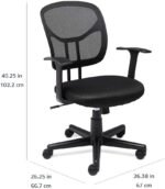 Mesh Mid-Back Adjustable-Height 360-Degree Swivel Office Desk Chair with Armrests, Lumbar Support and Easy to Assemble, Black - Image 2