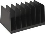 Desktop File Organizer, File Sorter, File Holder for Desk, 7 Compartments, Vertical, Plastic, Black