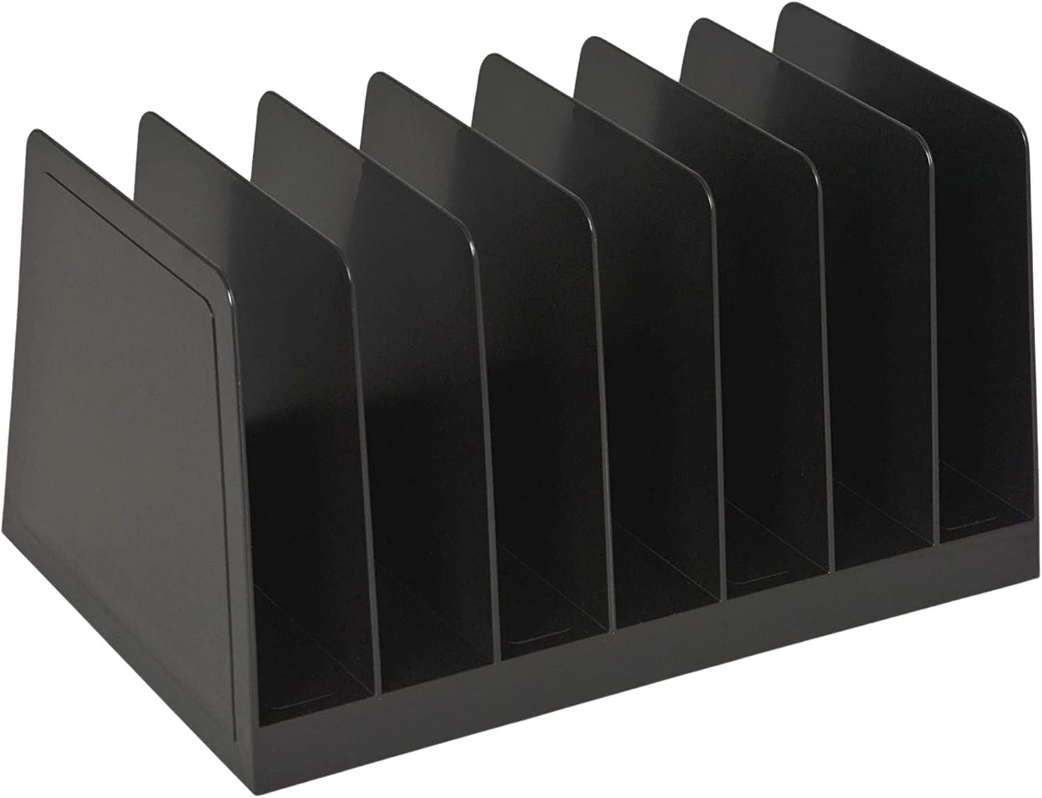 61E802mIG3L._AC_SL1500_.jpg Desktop File Organizer, File Sorter, File Holder for Desk, 7 Compartments, Vertical, Plastic, Black - Image 1