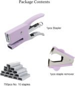 Small Hand-held  Set  15 Sheet Capacity  inclus 750Pcs  and A  Remover  Mini   for Office  School  Home or Travel Use. (Purple) - Image 2