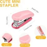 6 Pack Mini Stapler with 1000 Staples Pink Small Stapler Multipack 16 Sheets Capacity Standard Staples with Box Desktop Remover for Kids School Office Supplies, 3 Colors - Image 2