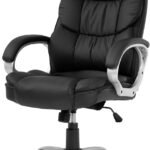 Office Chair Computer High Back Adjustable Ergonomic Desk Chair Executive PU Leather Swivel Task Chair with Armrests Lumbar Support (Black)
