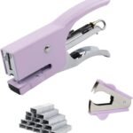 Small Hand-held  Set  15 Sheet Capacity  inclus 750Pcs  and A  Remover  Mini   for Office  School  Home or Travel Use. (Purple)