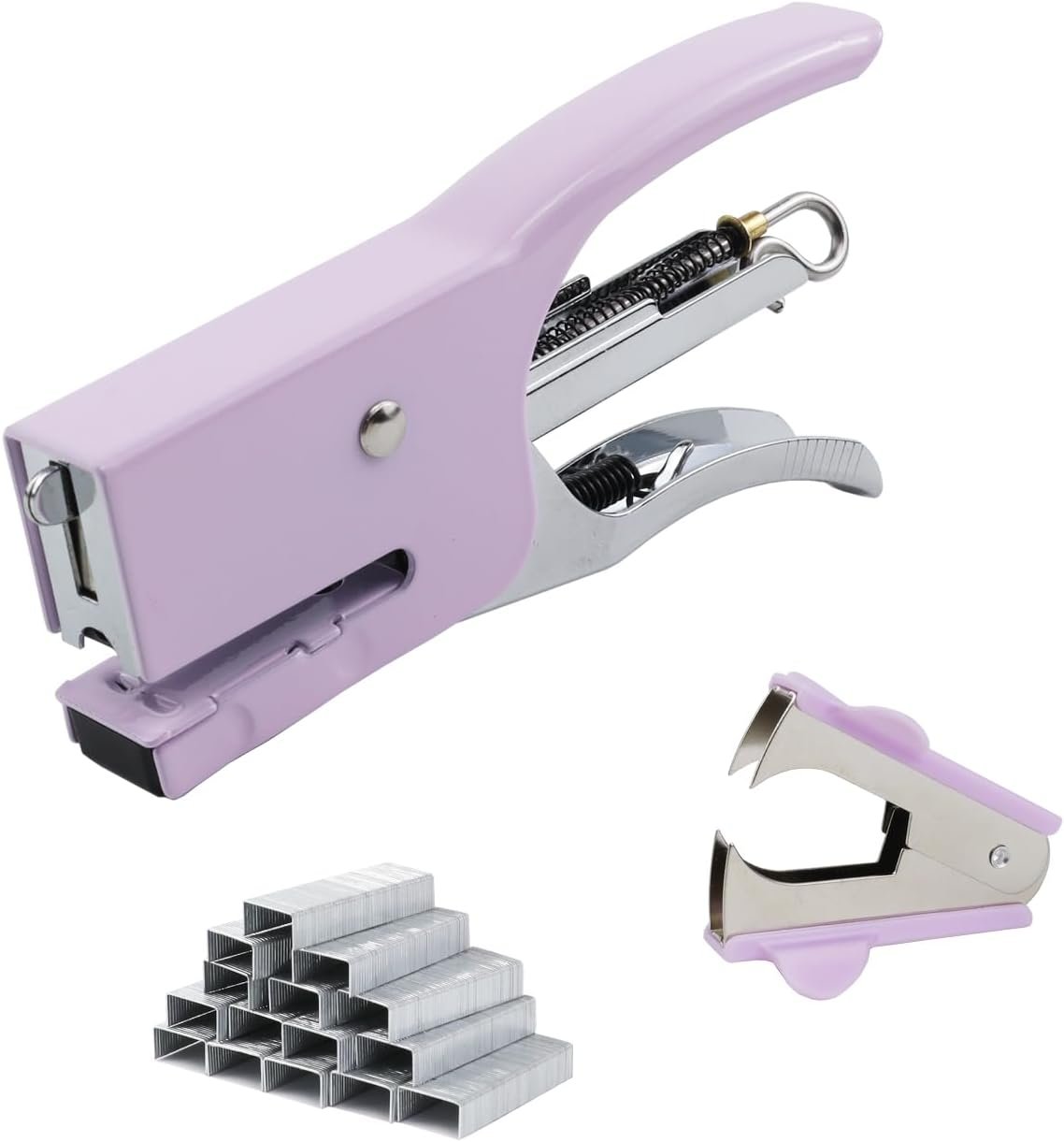 61ZE5Wcas0L._AC_SL1500_.jpg Small Hand-held Set 15 Sheet Capacity inclus 750Pcs and A Remover Mini for Office School Home or Travel Use. (Purple) - Image 1