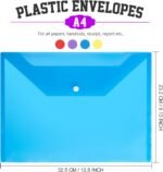 Plastic Document Bags, Pack Of 4, A4 Size, With Snap Closures; Transparent Storage Pouches/Folders - Image 2