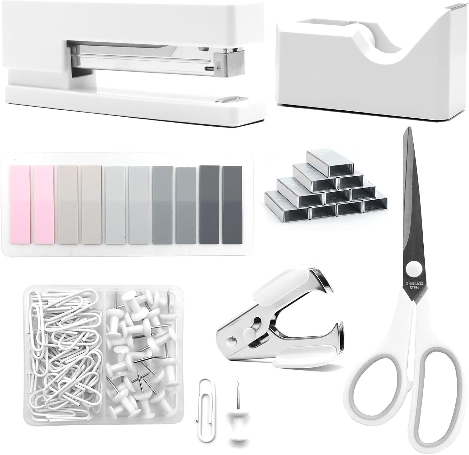 61gTwBcdlIL._AC_SL1500_.jpg White Office SuppliesWhite Accessoriesand Disnser Set for Women with DisnserRemover Scissor and for Stunts Office Clerks - Image 1