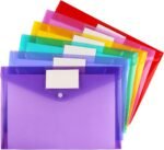 Pack Of 6 Transparent Document Bags/Plastic Envelopes, A4 Size, Featuring Label Pockets And Snap Closures; Ideal For Home, Work, And Office Organization