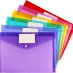 Pack Of 6 Transparent Document Bags/Plastic Envelopes, A4 Size, Featuring Label Pockets And Snap Closures; Ideal For Home, Work, And Office Organization