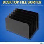 Inclined File Organizer Desktop, Desk Organizer File Sorter, Plastic Incline Desktop File Sorter, 5 Compartments, Black - Image 2