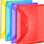 Plastic Document Bags, Pack Of 4, A4 Size, With Snap Closures; Transparent Storage Pouches/Folders