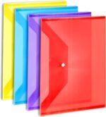 Plastic Document Bags, Pack Of 4, A4 Size, With Snap Closures; Transparent Storage Pouches/Folders