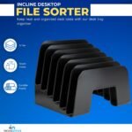 Incline Desktop File Sorter, 6 Compartments Step Sorter, Black - Image 2