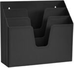 Horizontal Triple File Folder Holder Organizer (Black Color)