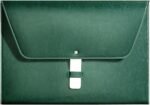 PU Leather A4 Large Waterproof Envelope-Style Document Bag (Handcrafted Snap Closure, Green)