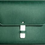 PU Leather A4 Large Waterproof Envelope-Style Document Bag (Handcrafted Snap Closure, Green)