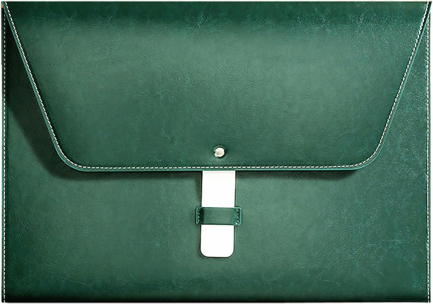 712VZ-L2cuL._AC_SL1500_.jpg PU Leather A4 Large Waterproof Envelope-Style Document Bag (Handcrafted Snap Closure, Green) - Image 1