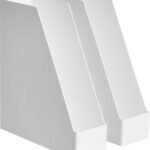 Rectangular Plastic Desk Organizer, Magazine Rack, White, 2-Pack