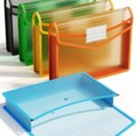 Plastic Expandable Document Bags, Transparent With Snap Closures, No Internal Dividers, Large Capacity, Assorted Colors, Fits Letter/A4 Sizes—Pack Of 5