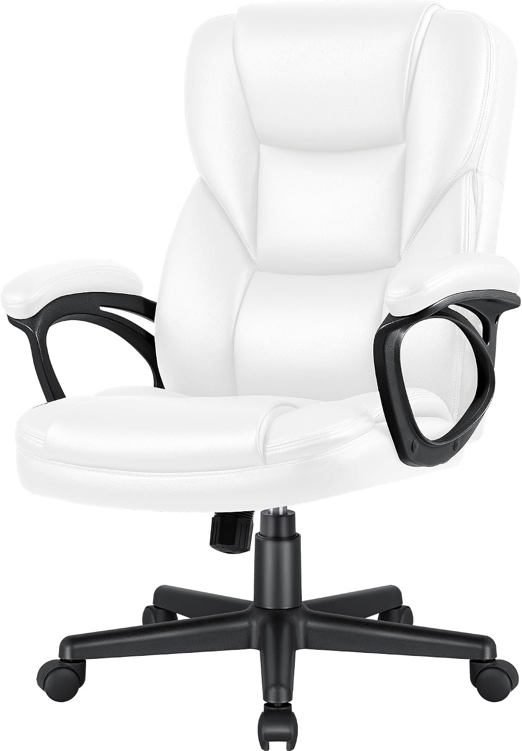 71CDk1r5miL._AC_SL1500_.jpg Executive Office Chair High Back Managerial Home Desk Chair, Adjustable Swivel Computer PU Leather Chair with Lumbar Support (White) - Image 1