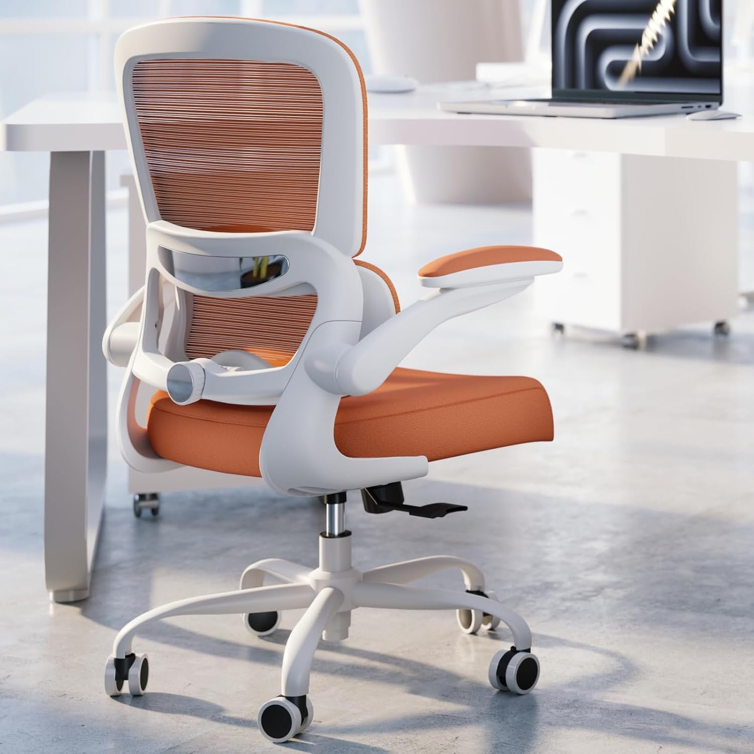 71Cd6YN8dmL._AC_SL1500_.jpg Office Chair - Ergonomic Desk Chair with Adjustable Lumbar Support, Mesh Computer Chair, Executive Chair for Home Office Comfortable Lumbar Support (Orange) - Image 1