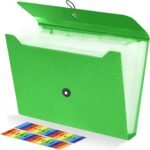 Expanding Folder/13-Pocket Accordion Organizer (A4/Letter Size) – Suitable for Documents, Receipts, Classroom, Home, Office, and Travel (Green)