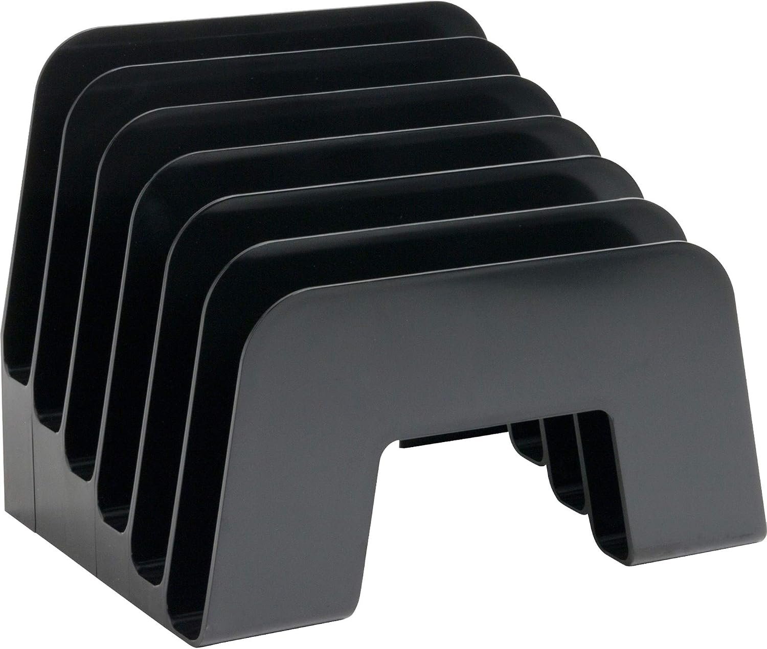 71JT0Z6GnL._AC_SL1500_.jpg Incline Desktop File Sorter, 6 Compartments Step Sorter, Black - Image 1