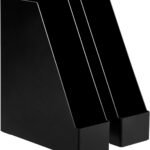 Plastic Desk Organizer - Magazine Rack, Black, 2-Pack