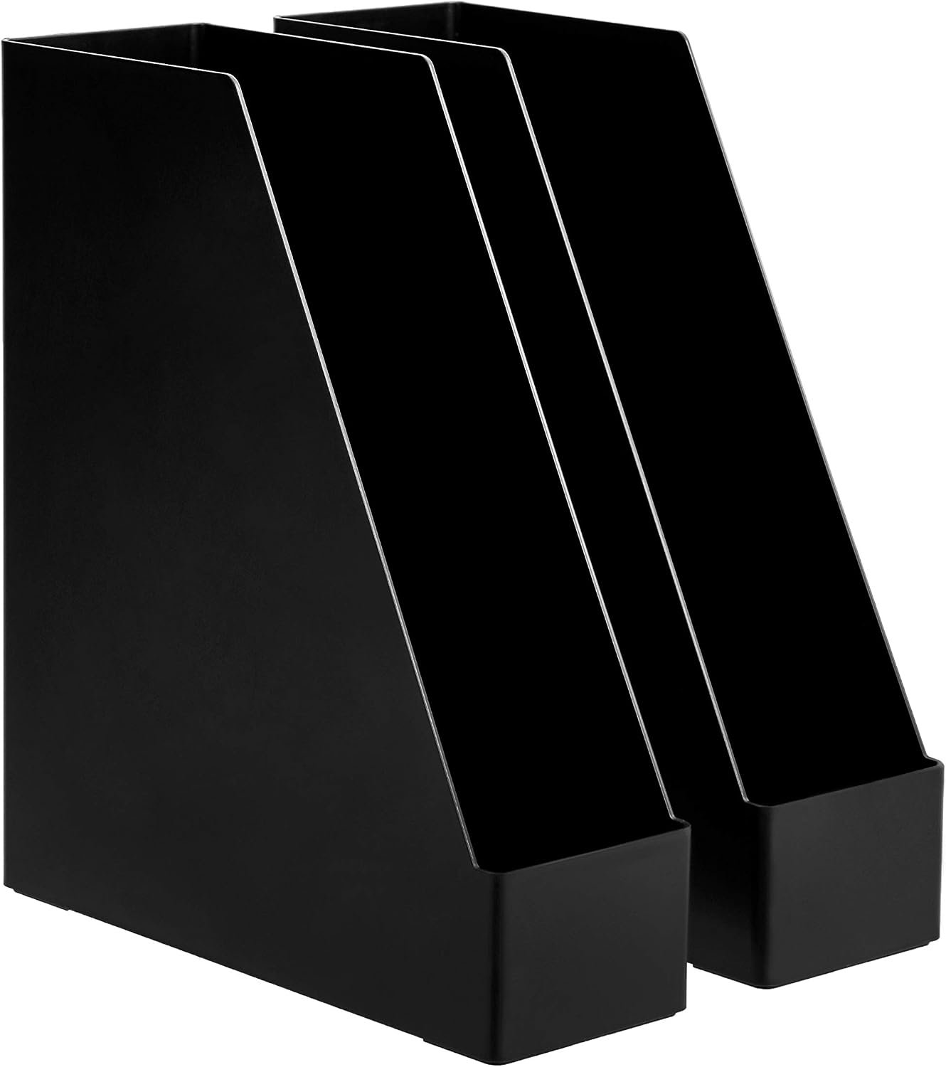 71QBBamXamL._AC_SL1500_.jpg Plastic Desk Organizer - Magazine Rack, Black, 2-Pack - Image 1