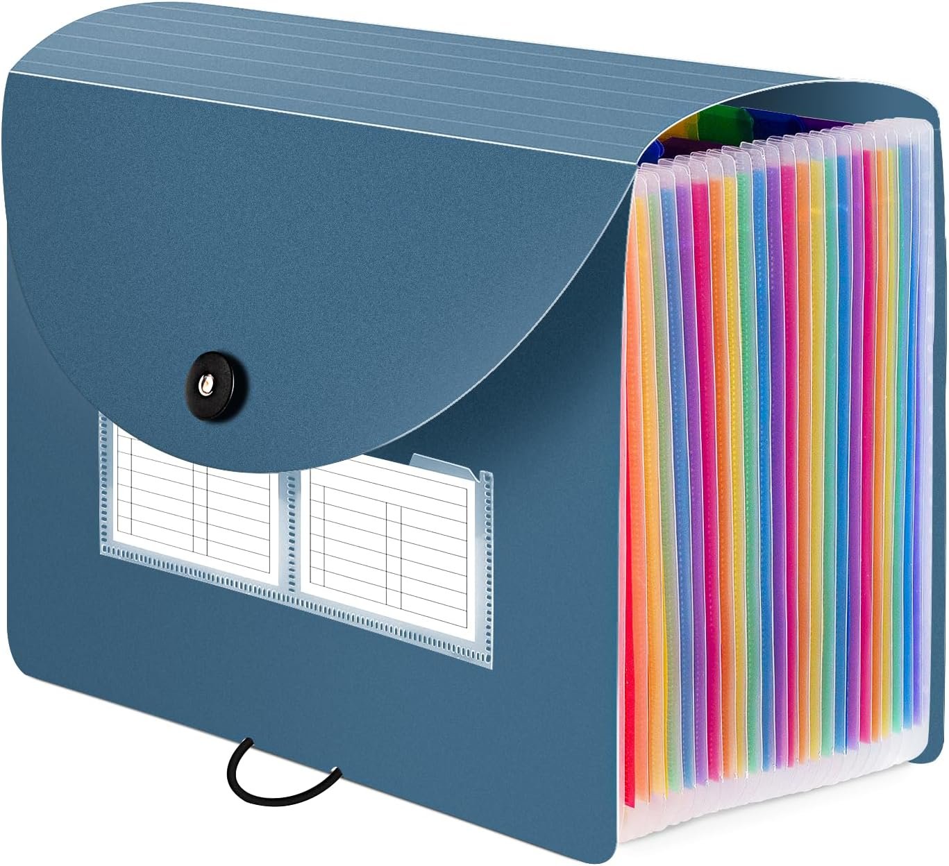 71TTevDXP4L._AC_SL1406_.jpg 24-Pocket Expandable File Organizer With Blank Labels And Expandable Flap; Desktop Accordion Folder For Letter/A4 Documents; Blue - Image 1
