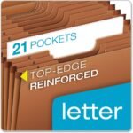 Heavy-Duty Expanding Folder with Extra-Thick Cover (21-Pocket, A-Z Index Tabs, Elastic Cord Closure, Letter Size, Brown) - Image 2