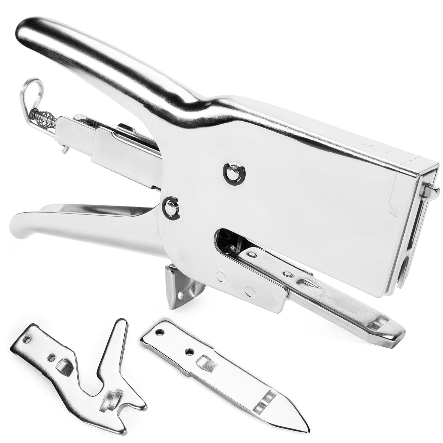 71YJrSZlxfL._SL1500_.jpg Heavy-Duty Plier Silver - Works with 7/16" (11 mm) Crown - Industrial Cardboard - Great for Sealing Boxes Mail Bags or Poster Tubes - Image 1