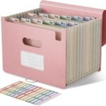 Accordion File Organizer, 12 Pockets Wheat Straw Expanding File Folders, Monthly Bill Receipt Organizer, 100% BPA Free, Return to Nature, Healthy Living, /A4 Size - Strawberry Pink