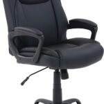 Classic  PU Padded Mid-Back Height Adjustable Office Computer Desk Chair with Armrest, 26"D x 23.75"W x 42"H, Black