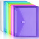 12-Piece Plastic Envelope-Style Folder Set with Secure Snap Closure (Letter/A4 Size) – Transparent Design, 6 Colors Available – Ideal for Office and School Supplies